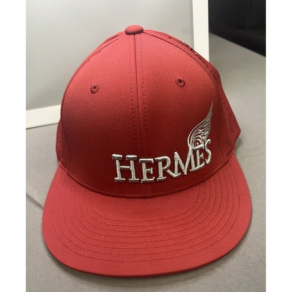 Hermes baseball hat Embroidered Logo red premium line flexfit drifit hat XL